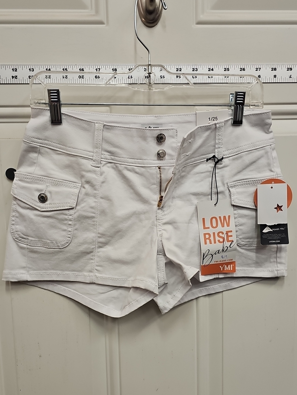 YMI White High Waist Women's Utility Shorts